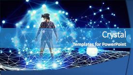  Presentation with virtual technology - Theme featuring experiencing virtual technology world mixed background and a teal colored foreground