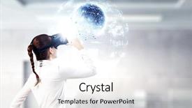  Presentation with cyber - PPT layouts consisting of experiencing virtual technology world mixed background and a  colored foreground