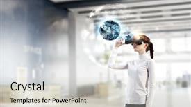  Presentation with cyber - Colorful slide deck enhanced with experiencing virtual technology world mixed backdrop and a  colored foreground