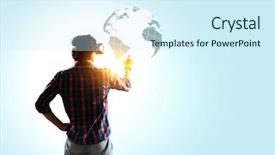 Presentation with virtual work - Audience pleasing PPT layouts consisting of experiencing virtual technology world mixed backdrop and a cool aqua colored foreground