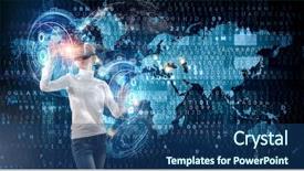  Presentation with virtual work - Slide deck consisting of experiencing virtual technology world mixed background and a ocean colored foreground