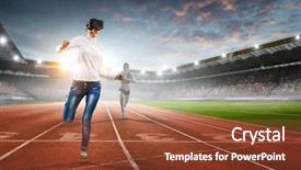  Presentation with virtual technology - Presentation theme having experiencing virtual technology world mixed background and a  colored foreground