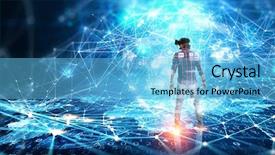  Presentation with virtual technology - PPT theme with experiencing virtual technology world mixed background and a light blue colored foreground