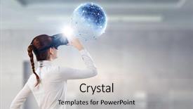  Presentation with virtual technology - Beautiful slides featuring experiencing virtual technology world mixed backdrop and a light gray colored foreground