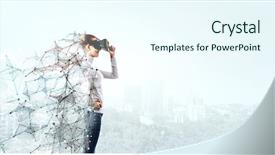  Presentation with technology social work - Cool new presentation theme with experiencing virtual technology world mixed backdrop and a  colored foreground