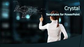  Presentation with 3d virtual world - PPT theme featuring experiencing virtual technology world mixed background and a  colored foreground