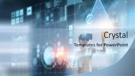  Presentation with technology social work - PPT layouts with experiencing virtual technology world mixed background and a light blue colored foreground