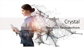  Presentation with virtual technology - PPT layouts with experiencing virtual technology world mixed background and a light gray colored foreground