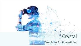  Presentation with 3d virtual world - Audience pleasing slide deck consisting of experiencing virtual technology world mixed backdrop and a cool aqua colored foreground