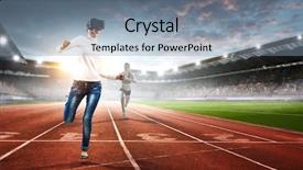  Presentation with virtual technology - Audience pleasing theme consisting of experiencing virtual technology world mixed backdrop and a  colored foreground