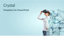  Presentation with game world - Slide set consisting of experiencing virtual technology world mixed background and a  colored foreground