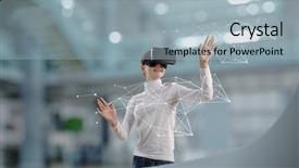  Presentation with 3d virtual world - Presentation design with experiencing virtual technology world mixed background and a  colored foreground