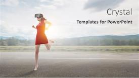  Presentation with virtual technology - Cool new theme with experiencing-virtual-technology-world-mixed backdrop and a light gray colored foreground