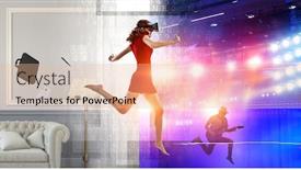  Presentation with virtual technology - Slide deck enhanced with experiencing-virtual-technology-world-mixed background and a lemonade colored foreground