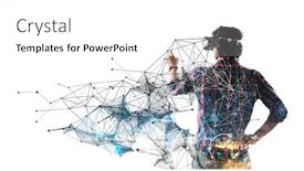  Presentation with virtual technology - Slide deck featuring experiencing-virtual-technology-world-mixed background and a white colored foreground