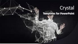  Presentation with virtual technology - Presentation theme consisting of experiencing-virtual-technology-world-mixed background and a black colored foreground