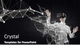  Presentation with virtual technology - Colorful theme enhanced with experiencing-virtual-technology-world-mixed backdrop and a black colored foreground