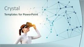  Presentation with virtual technology - Beautiful presentation theme featuring experiencing-virtual-technology-world-mixed backdrop and a sky blue colored foreground