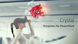  Presentation with virtual technology - Slide deck having experiencing-virtual-technology-world-mixed background and a light gray colored foreground