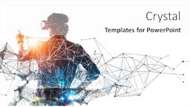  Presentation with virtual technology - PPT theme enhanced with experiencing-virtual-technology-world-mixed background and a white colored foreground