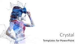  Presentation with virtual technology - Colorful PPT theme enhanced with experiencing-virtual-technology-world-mixed backdrop and a white colored foreground