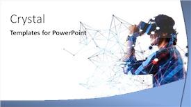  Presentation with virtual technology - Slide deck with experiencing-virtual-technology-world-mixed background and a white colored foreground