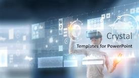  Presentation with virtual technology - Audience pleasing slide set consisting of experiencing-virtual-technology-world-mixed backdrop and a light blue colored foreground