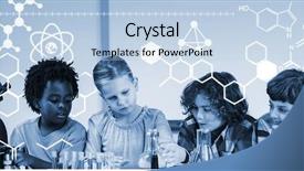  Presentation with chemical experiment - Slide deck consisting of experiental learning - digitally generated image of chemical background and a light blue colored foreground