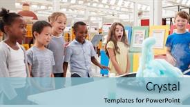  Presentation with fun - Colorful theme enhanced with experiment at a science backdrop and a light blue colored foreground