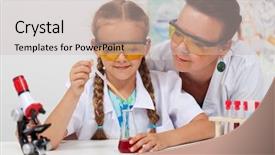  Presentation with chemical experiment - Theme enhanced with experiment in elementary school science background and a soft green colored foreground