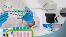  Presentation with genetic - Presentation design enhanced with experiment-in-the-genetic-laboratory background and a light gray colored foreground