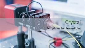  Presentation with optical - Beautiful PPT theme featuring experiment-with-laser-device backdrop and a light blue colored foreground