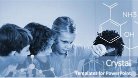  Presentation with chemical experiment - Presentation design featuring experimental - composite image of chemical structure background and a teal colored foreground