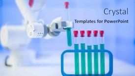  Presentation with laboratory chemical - Presentation theme consisting of experimental-robot-in-a-scientific and a light blue colored foreground