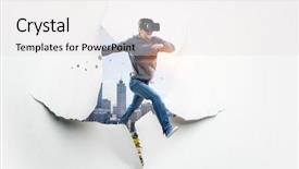  Presentation with mixed reality - Slide deck enhanced with experiments - virtual reality experience technologies background and a light gray colored foreground