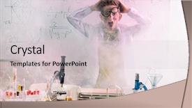  Presentation with kids doing science - Presentation theme with experiments in the laboratory science background and a lemonade colored foreground