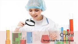  Presentation with laboratory chemical white - Presentation design with experiments isolated over white background background and a lemonade colored foreground