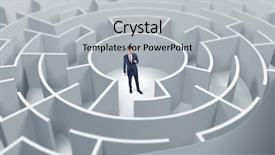  Presentation with maze - Presentation consisting of 3d sketch - young businessman standing background and a light gray colored foreground