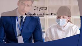  Presentation with lab - Slide set consisting of expert criminologist working in the lab for evidence background and a coral colored foreground