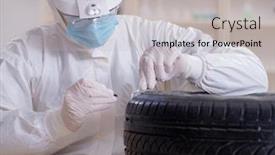  Presentation with car accident - PPT layouts with expert-is-looking-at-car background and a light gray colored foreground