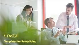  Presentation with secretary - Amazing presentation theme having expertise - three business people having backdrop and a tawny brown colored foreground