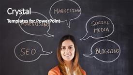  Presentation with social media - Slides consisting of expertise in marketing and social background and a dark gray colored foreground