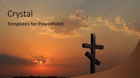  Presentation with cross - Presentation theme with expiation - cross and red sunset background and a  colored foreground