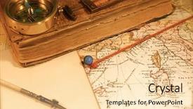  Presentation with map vintage - Audience pleasing PPT theme consisting of expired map of a world backdrop and a lemonade colored foreground