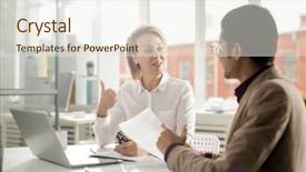  Presentation with new babie - Slides enhanced with explain - confident economist explaining terms background and a sky blue colored foreground