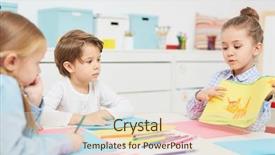  Presentation with crayons - Audience pleasing slides consisting of explain - cute elementary learner showing her backdrop and a lemonade colored foreground