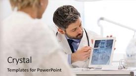  Presentation with digital hospital - Amazing PPT layouts having explain - doctor explaining x-ray on digital backdrop and a soft green colored foreground