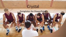  Presentation with basketball players - Presentation theme having explaining game plan to basketball background and a coral colored foreground