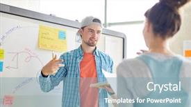  Presentation with college - Colorful slide deck enhanced with explaining his groupmate some moments backdrop and a  colored foreground