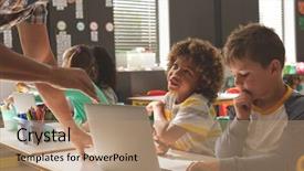  Presentation with school - Presentation design enhanced with explaining them how to use background and a coral colored foreground